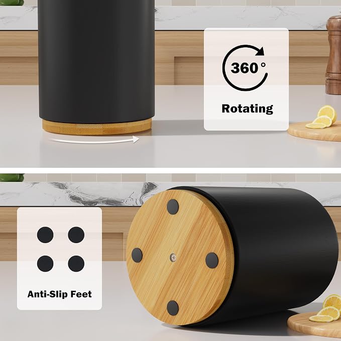 Black Utensil Holder Wood Kitchen Utensil Holder - Image 6