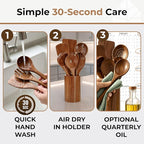Wooden Utensil Set 8 Pcs – Sturdy & Easy to Clean, Natural Teak Wooden Spoons - Image 4