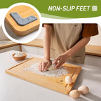 Extra Large Charcuterie Bamboo Board Non Slip Feet Over Sink Wooden Cutting - Image 2