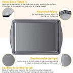 Baking Sheet Set of 2-17" x 11" x 0.5" Carbon Steel Cookie Sheet - Image 3