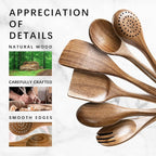 Wooden Spoons for Cooking, Nonstick Cooking Utensil Set - Image 4