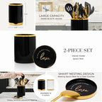 STYLED SETTINGS Black and Gold Utensil Holder - Image 6