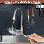 Stainless Steel Wire Whisk, Wooden Handle Kitchen Multi Function Non Stick - Image 7