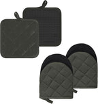 Oven Mitts and Pot Holders Set, Heat Resistant Silicone Kitchen Mini Oven by GOLDMEET