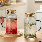 Buaic Glass Pitcher with Lid, 68 oz/2 Liter Vintage Water Pitcher, Iced Tea - Image 6