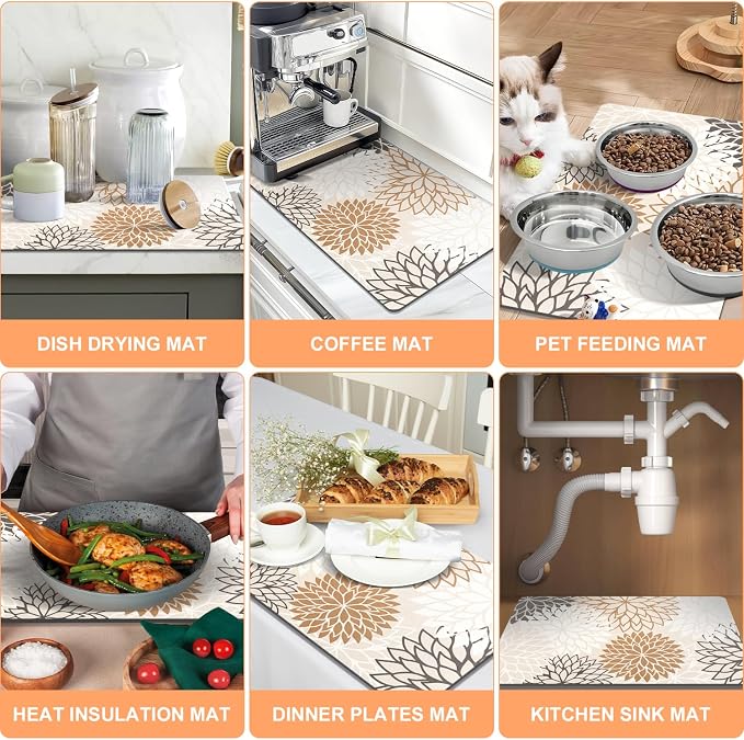 Findosom 2PCS 16" x 24" Dish Drying Mat & 24" x 5.5" Sink Splash Guard - Image 6