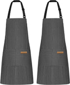 NLUS 2 Pack Kitchen Cooking Aprons, Adjustable Bib Soft Chef Apron by NLUS