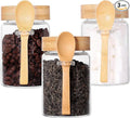 Glass Jar with Screw Lid and Spoon, 3 Pack 16 OZ Tea Containers by LEAVES+AND+TREES+Y