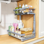 PXRACK Under Sink Organizer, Adjustable Height, 2 Tier Pull Out Under Cabinet by PXRACK