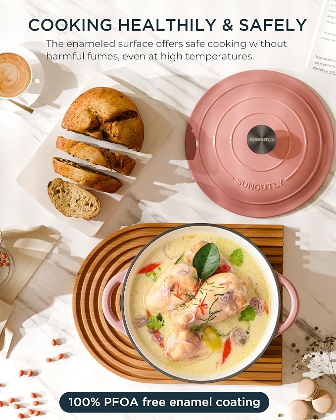 Enameled Cast Iron Dutch Oven - 6QT Dutch Oven Pot - Heavy-Duty Non Stick - Image 2