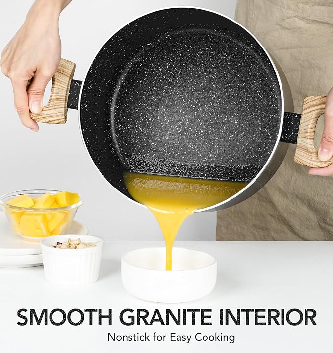 MICHELANGELO Stock Pot with Lid, 5 Quart Cooking Pot Nonstick, Granite Soup - Image 3