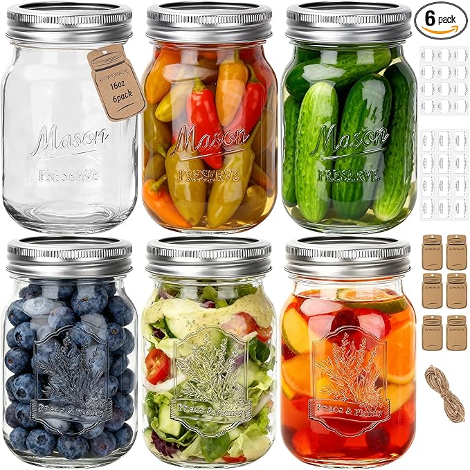 Eathtek 16 oz Glass Mason Jars by Eathtek