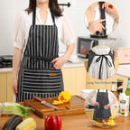 Tosewever 2 Pieces Kitchen Cooking Aprons, Cotton Polyester Blend Adjustable - Image 4