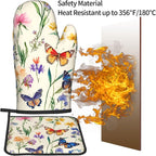 Vintage Floral Oven Mitts and Pot Holders Spring Summer Kitchen Accessories Set - Image 5