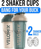VELOMIX -2 Pack- 28 oz Protein Shaker Bottles - Image 2
