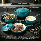 QuliMetal Enameled Cast Iron Cookware Set, 4-Piece Pots and Pans Set - Image 8