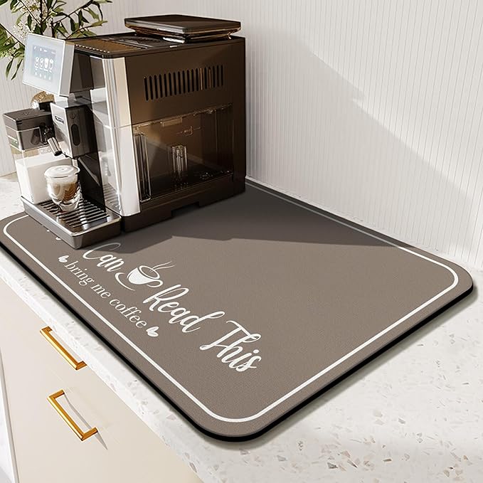 Coffee Bar Mat for Countertops 23inx15in, Absorbent Hide Stain Anti-Slip Cafe - Image 3
