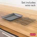GoodCook 15” x 10.5” Nonstick Carbon Steel Baking Pan & Raised Wire Rack – - Image 2