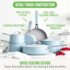 GreenLife 10-Piece Nonstick Ceramic Cookware Set, Lightweight Healthy PFAS-Free - Image 4