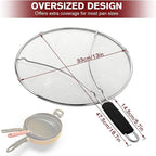 Splatter Screen for Frying Pan & Food Strainer, 13 Inch Stainless Steel Grease - Image 2