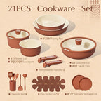CAROTE 21-Piece Ceramic Cookware Set, Nonstick Pots and Pans Set - Image 2