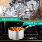P&P CHEF 2 & 3 Quarts Tri-Ply Stockpot and Saucepan, Stainless Steel Sauce Pan - Image 6