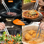 12-Inch 2-in-1 Kitchen Tongs Set, Round & Curved Stainless Steel BBQ Tongs - Image 5