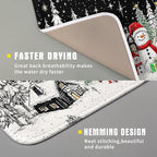 Winter Snowman Dish Drying Mat 18 X 16 in Black Microfiber Dish Pad Absorbent - Image 3