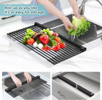 Ohuhu Over The Sink Dish Drying Rack, 20.5" W x 13.1" L Rolling Dish Drainer - Image 7