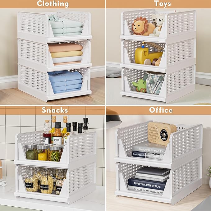 4 Pack Stackable Closet Storage Basket - Image 5