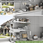 Over The Sink Dish Drainer Drying Rack 3 Tier, Full Stainless Steel Dish Drying - Image 8