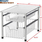 Simple Houseware Stackable 2 Tier Sliding Basket Organizer Drawer - Image 3