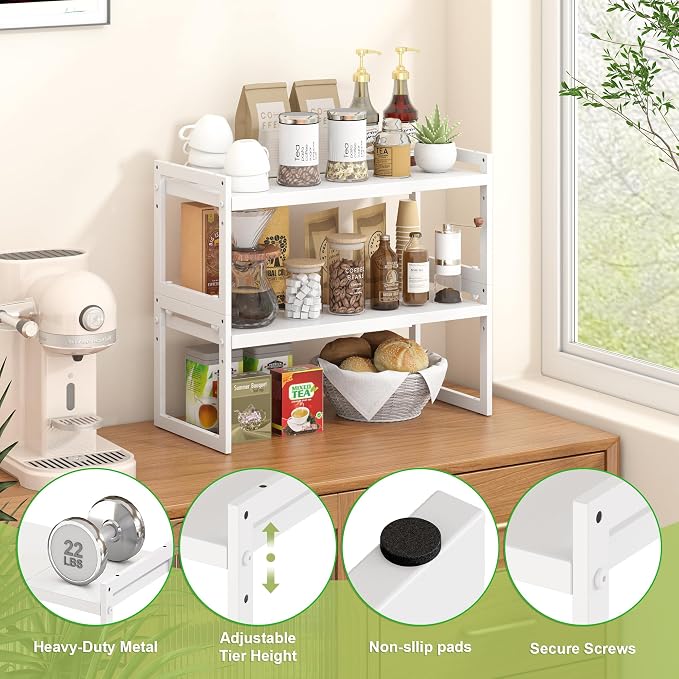 DOLALIKE Expandable Kitchen Countertop Organizer, Stackable Cabinet Shelf - Image 5