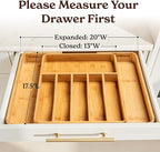 SMIRLY Silverware Drawer Organizer – Bamboo Kitchen Drawer Organizer, - Image 3