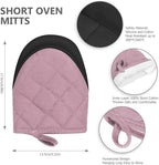 Short Oven Mitts, Heat Resistant 500°F, Silicone Grip Kitchen Gloves, Non-Slip - Image 2