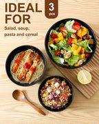 HASENSE Small Mixing Bowls of 3, Porcelain Ribbed Black Bowls 1.5/1/0.5 Qt - Image 6