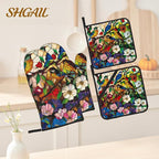 Abstract Bird Oven Mitts & Potholder Set of 4 - Image 2