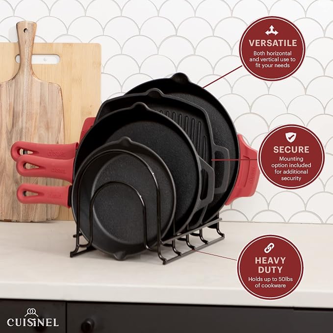 Pan Organizer - Silicone-Coated Non-Slip 12" Heavy Duty Skillet Rack - Kitchen - Image 6