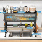 SNSLXH  2-Tier Over The Sink Dish Drying Rack, 33.66"×31.1"×11.81" - Image 5
