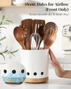 LoeJan 7.3“ 360° Rotating Ceramic Utensil Holder - Image 3