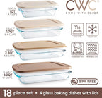 COOK WITH COLOR 8 PC. Glass Baking Dish Set with Lids - Image 3
