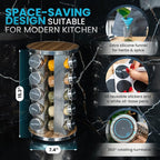 Oak Marketplace 20 Jar Rotating Spice Rack Organizer – Stainless Steel - Image 3