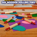 READY 2 LEARN Mini Textured Wooden Rolling Pins | Set of 6 | 7.25 inches | - Image 2