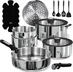 CAROTE 18pcs Stainless Steel Cookware Set by CAROTE