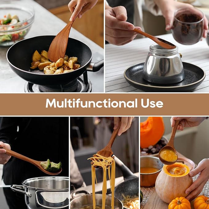 KLYRO Wooden Spoons for Cooking, Nonstick Kitchen Utensils Set - Image 8