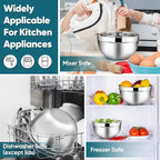 TeamFar Mixing Bowl Set of 5, Stainless Steel 4.5/3/1.5/1/0.7 QT Metal Nesting - Image 7