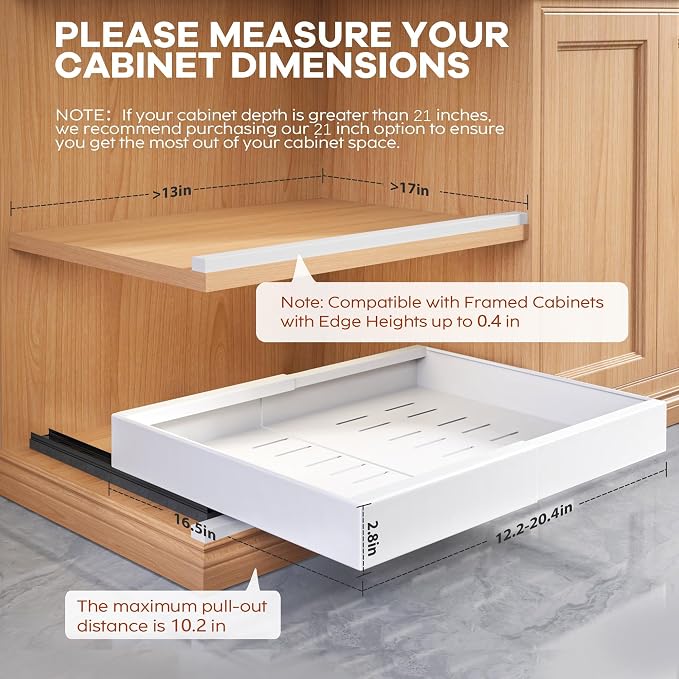 Seinloes 1 Pack Expandable Pull Out Cabinet Organizer 21" Deep - Image 4