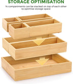 Bamboo Drawer Organizer Set, Junk Drawer Divider and Storage Trays Containers - Image 2