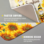 Giwawa Bee Gnomes Dish Drying Mat, Summer Sunflowers Elf Dish Drainer Mats - Image 3