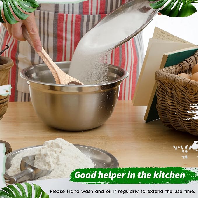 FoldTier 12 Inch Wooden Danish Dough Whisk Sourdough Whisk Dough Mixer Bread - Image 3